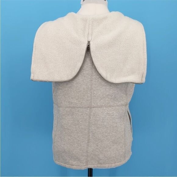 Talbots Gray Sweatshirt Vest Open Front Zip Hood size M - Picture 2 of 9